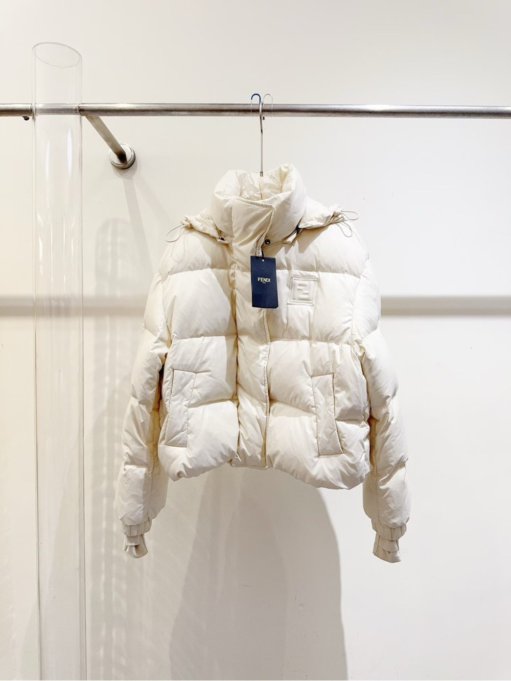 Fendi Off-White Cropped Puffer Jacket
